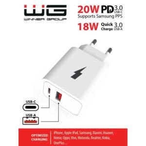 Nabíjačka USB-C PD 20W + USB QC3.0 18W